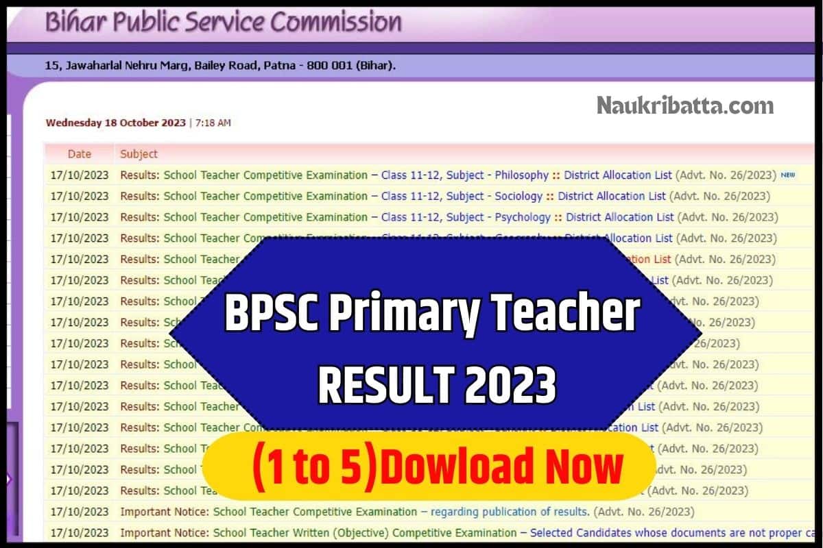 BPSC Primary Teacher Result