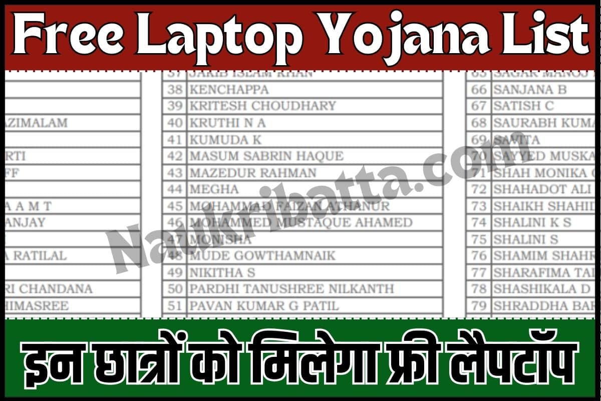 Free Laptop Yojana List