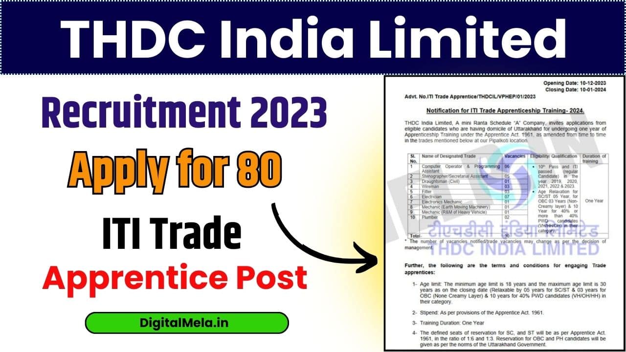 THDC India Limited Recruitment